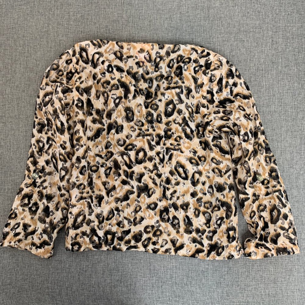 Ruby Rd. Unique Leopard Button Down Blouse Sheer … - image 11